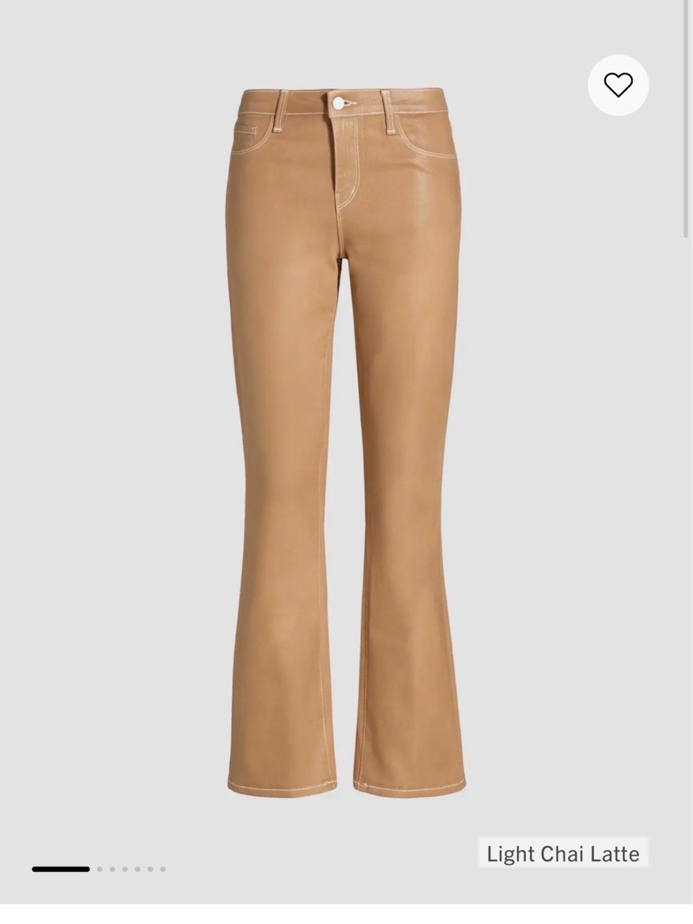 L'AGENCE Tati coated High Rise Crop micro boot cut flare Light Chai Latte size 2